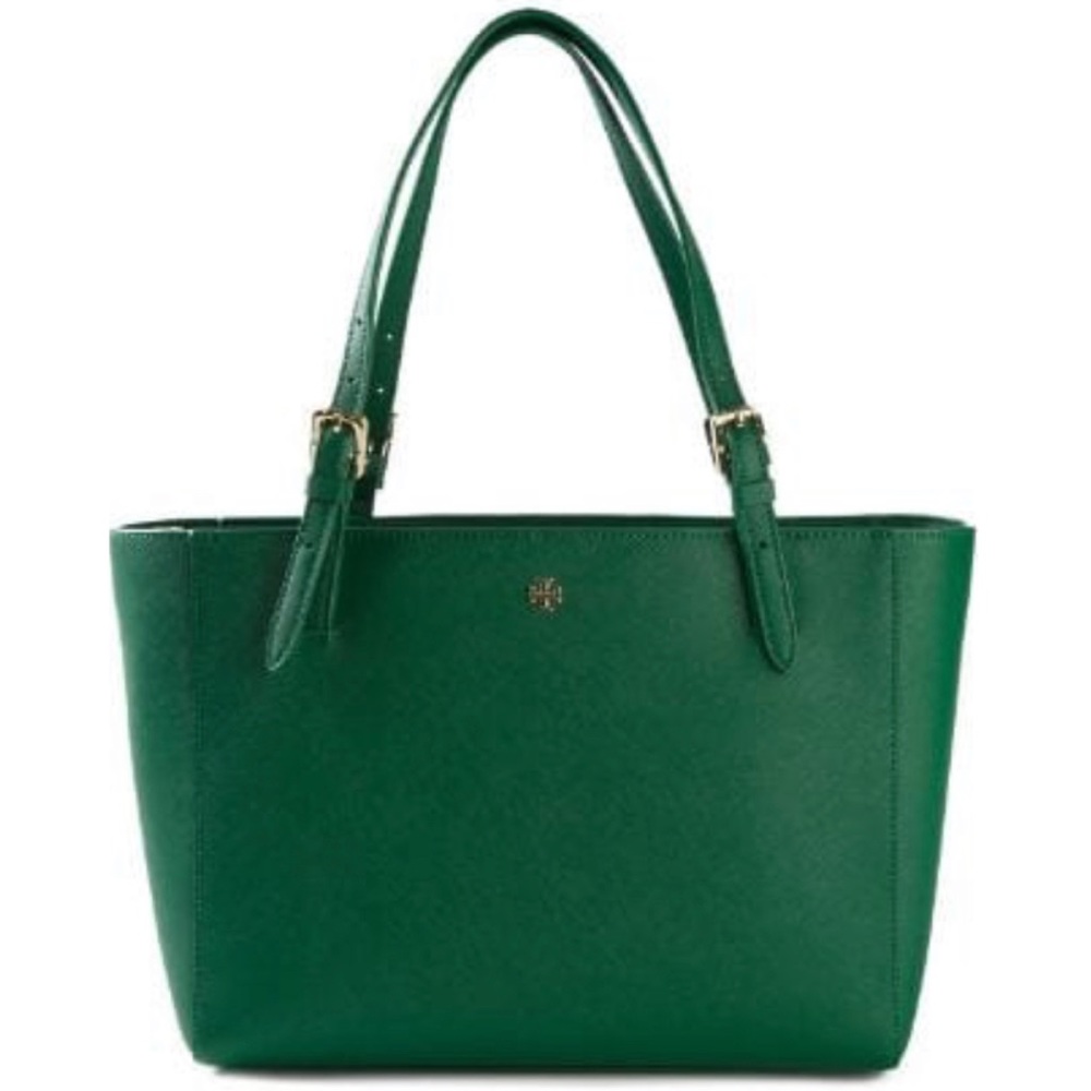 Tory Burch York  leather buckle York  tote green